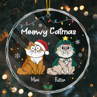 Happy Pawlidays - Cat Personalized Glass Ornament - Gift For Pet Owners, Pet Lovers