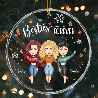 Be Besties Forever - Personalized Customized Glass Ornament - Gift For Bestie, BFF, Sisters