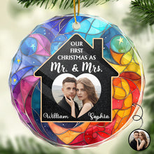 Custom Photo - Our First Christmas - Customized Personalized Glass Ornament - Christmas Gift For Couple