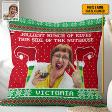 Custom Photo Jolliest Bunch Of Elves - Personalized Custom Pillow - Christmas Gift For Family