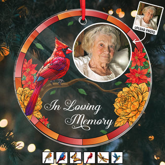 Custom Photo In Loving Memory - Personalized Heart Ornament - Memorial Gift For Family