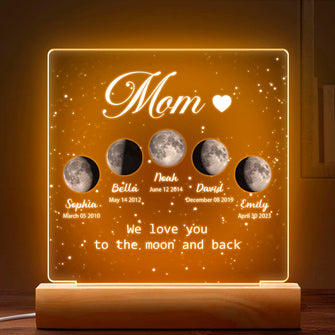 We Love You To The Moon And Back - Personalized 3D LED Light - Mother's Day Gift For Mom