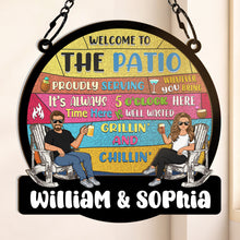 Patio Welcome Grilling Proudly Serving Whatever You Bring - Personalized Acrylic Window Suncatcher Ornament - Gift For Couple Husband Wife