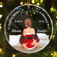 It Started With A Message - Customized Personalized Glass Ornament - Christmas Gift For Couple Husband Wife