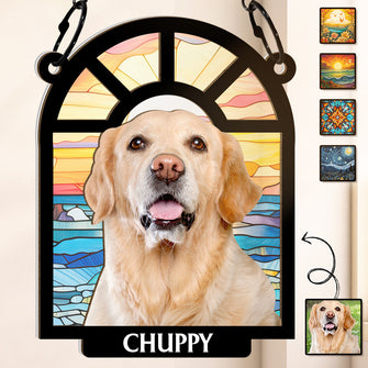 Custom Photo Always In Our Heart - Personalized Acrylic Window Suncatcher Ornament - Gift For Dog Lover