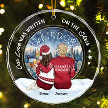 Our Love Was Written On The Stars - Customized Personalized Glass Ornament - Chritstmas Gift For Couple