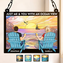 Couple Beach You & Me With An Ocean View - Personalized Acrylic Window Suncatcher Ornament - Gift For Couple