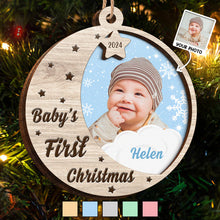 First Christmas - Personalized 2-Layered Wooden Ornament - Gifts For Family, New Parents, Baby Kids