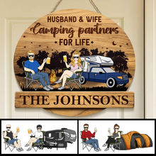 Adventure Awaits - Personality Customized Door Sign - Gift For Camping Couple