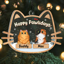 Happy Pawlidays - Personalized Acrylic Window Suncatcher Ornament - Christmas Gift For Pet Owners