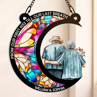 I Want To Grow Old With You - Customized Personalized Window Suncatcher Ornament - Gift For Couple Husband Wife