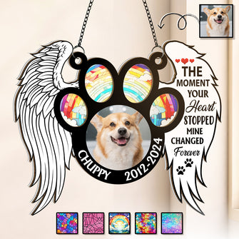 Custom Photo The Moment Your Heart Stopped Memorial - Personalized Acrylic Window Suncatcher Ornament - Gift For Memorial