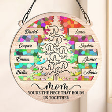 Mom Holds Us Together - Personalized Acrylic Window Suncatcher Ornament - Christmas Gift For Family