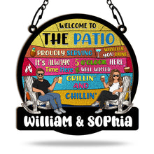 Patio Welcome Grilling Proudly Serving Whatever You Bring - Personalized Acrylic Window Suncatcher Ornament - Gift For Couple Husband Wife