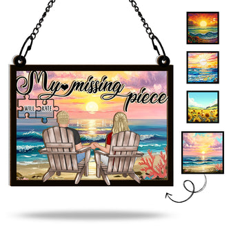 You Are My Missing Piece - Personalized Acrylic Window Suncatcher Ornament - Gift For Couple Husband Wife