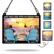 Couple Beach You & Me With An Ocean View - Personalized Acrylic Window Suncatcher Ornament - Gift For Couple