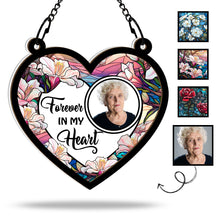 Custom Photo Forever In Our Hearts - Personalized Acrylic Window Suncatcher Ornament - Gift For Memorial