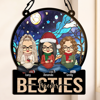 Besties Forever - Personalized Acrylic Window Suncatcher Ornament - Christmas Gift For Best Friends