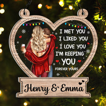 I'm Keeping You - Customized Personalized Window Suncatcher Ornament - Christmas Gift For Couple Husband Wife