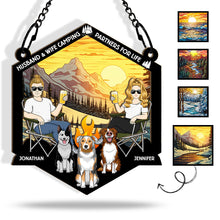 Making Memories One Campsite At A Time  - Personalized Acrylic Window Suncatcher Ornament - Gift For Couple Dog Lover