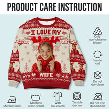 Custom Photo I Love My - Customized Personalized Ugly Sweater - Christmas Gift For Couple Husband Wife