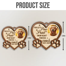 Custom Pet Photo Your Paw On My Heart - Customized Personalized Car Ornament - Gift For Memorial Pet Mom Pet Dad Loss Gift