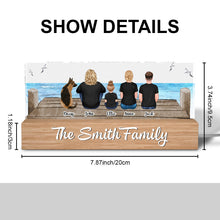 Family Sitting Beach Landscape - Customized Personalized Acrylic LED Night Light - Gifts For Family
