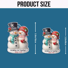 Growing Old Together 3D Effect Couple Snowman - Personalized Acrylic Ornament - Christmas Gift For Family Member, Couple
