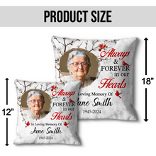 Custom Photo Always & Forever In Our Heart  - Personalized Custom Pillow - Gift For Memorial