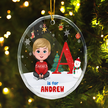 Christmas Alphabet - Customized Personalized Glass Ornament - Christmas Gift For Children Kid Family