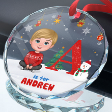 Christmas Alphabet - Customized Personalized Glass Ornament - Christmas Gift For Children Kid Family