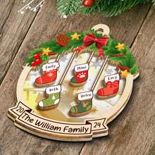 Christmas Family Socks - Personalized Custom Mirror Wooden Ornament - Gift For Family