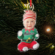 Custom Photo Cute Kid Baby Elf - Personalized Acrylic Ornament - Christmas Gift For Baby Kids, Newborn Baby