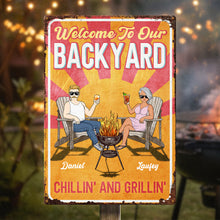 Backyard Sign - Grillin And Chillin - Personalized Classic Metal Signs