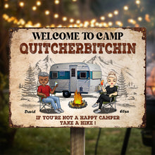 Welcome To Camp Quitcherbitchin Couple Anniversary Gift Personalized Custom Metal Sign