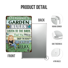 Garden Rules Feel The Breeze Gift For Her Personalized Custom Gardening Metal Sign