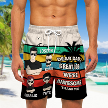 Dear Dad Great Job - Customized Personality Beach Short - Gift For Dad Father's Day Gift