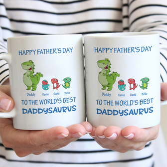 The World's Best Daddysaurus - Personalized Custom Ceramic Mug Gift For Dad