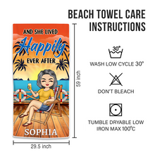 And She Lived Happily Ever After Vacation Gift For Her, Him Personalized Custom Beach Towel