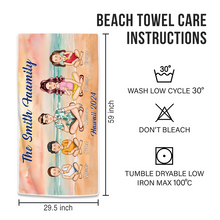 Family On The Beach - Customized Personality Beach Towel - Gift For Family