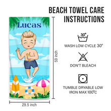 Kids On The Beach - Personalized Customized Beach Towel - Gift For Children Grandkids