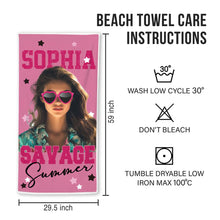 Custom Photo Savage Summer - Personalized Customized Beach Towel - Gift For Besties, BFF, Couple