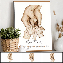 Parents Hands With Kids Family Gift Home Decor Personalized Custom Framed Canvas Wall Art