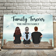 Family Sitting On Bridge Vintage Family Gift Personalized Custom Framed Canvas Wall Art