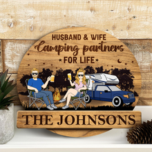 Adventure Awaits - Personality Customized Door Sign - Gift For Camping Couple