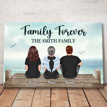 Family Sitting On Bridge Vintage Family Gift Personalized Custom Framed Canvas Wall Art