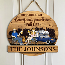 Adventure Awaits - Personality Customized Door Sign - Gift For Camping Couple