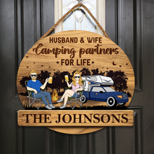 Adventure Awaits - Personality Customized Door Sign - Gift For Camping Couple