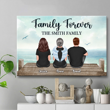 Family Sitting On Bridge Vintage Family Gift Personalized Custom Framed Canvas Wall Art