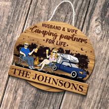 Adventure Awaits - Personality Customized Door Sign - Gift For Camping Couple